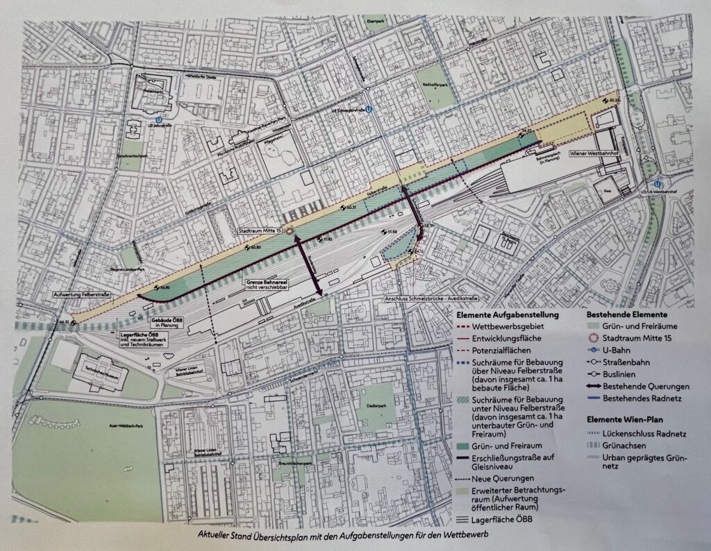 Aktueller Stand Übersichtsplan mit den Aufgabenstellungen für den Wettbewerb
